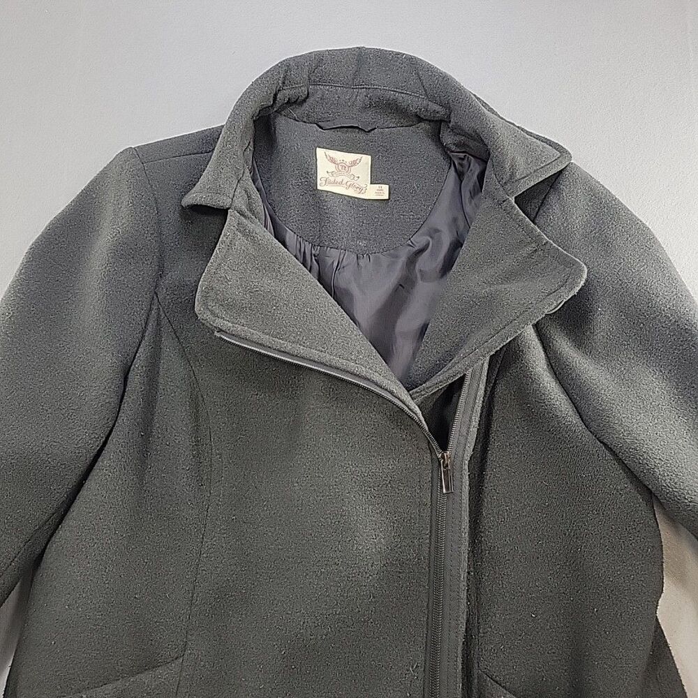 Faded Glory Pea Coat Grey Women's 1X (16W) Full Zip Double Breasted